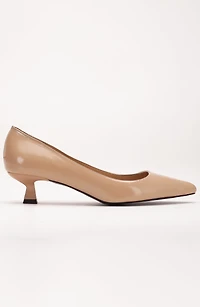 Forever & Always Womens Helly Kitten Heel Leather Stiletto Pumps