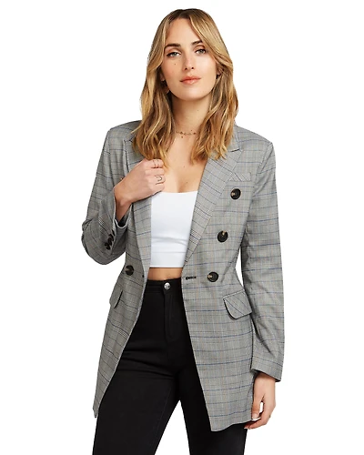 Belle & Bloom Womens Too Cool For Work Plaid Blazer