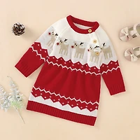MyKids-USA Baby Girl Embroidered Pattern Long Sleeve Autumn Style Christmas Dress