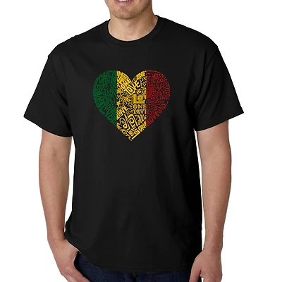 LA Pop Art Men's One Love Heart Word T-Shirt - Crew Neck, Short Sleeve