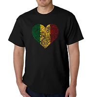 LA Pop Art Men's One Love Heart Word T-Shirt - Crew Neck, Short Sleeve