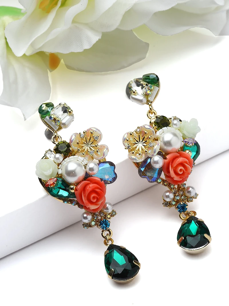 AGP PARIS Womens Romantic Garden Charm Drop Earrings