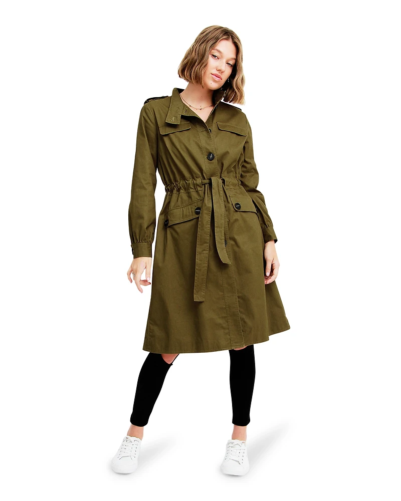 Belle & Bloom Womens Carlisle Button Front Trench Coat