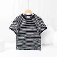 MyKids-USA Baby Striped-Pattern Crewneck with Short Sleeve Cotton T-Shirt