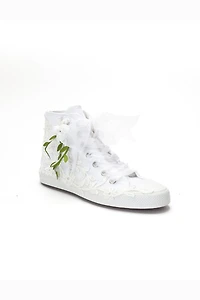Forever & Always Womens Sylvara Floral Lace Ribbon Bridal High Top Sneaker
