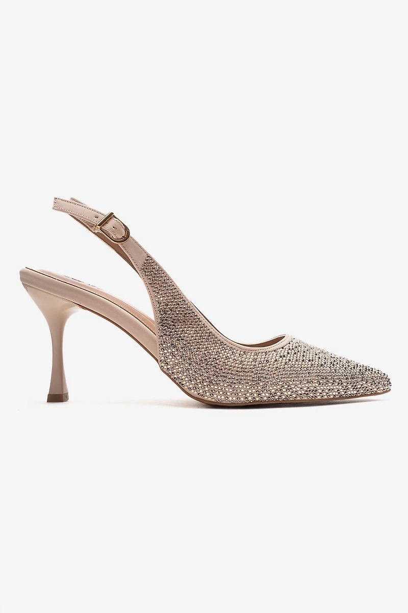 Prologue Shoes Womens Johanna Slingback Embellished Stiletto Pump
