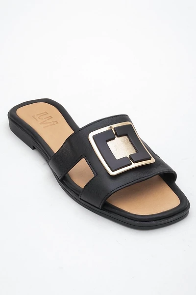 Forever & Always Womens MILLIE Leather Buckle Slide
