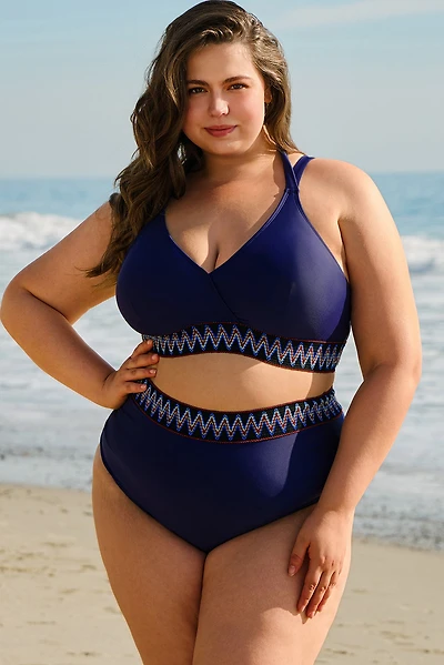 Threaded Pear Women's Eileen Knot High Waisted PLUS Bikini