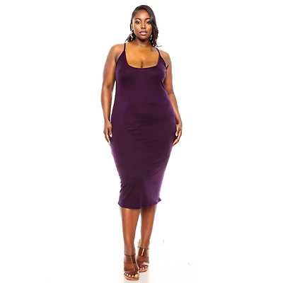 L I V D Women's Plus Jennie Spaghetti Strap Midi Dress