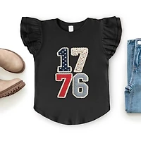 The Juniper Shop - 1776 Stacked Faux Patchwork Flutter Sleeve Graphic T-Shirt