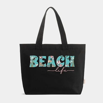 Simply Sage Market - Beach Life Colorful Zippered Canvas Tote