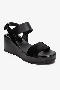 Forever & Always Womens Lolanthe Leather Wedge Sandals