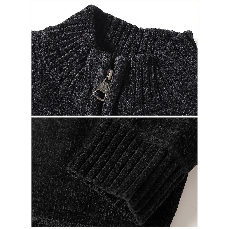 Gioberti Boys Knitted Chenille Cardigan Sweater with Flannel Lining