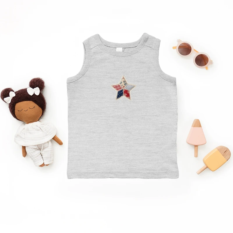 The Juniper Shop - Patriotic Star Faux Patchwork Print Toddler Graphic Tank