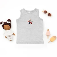 The Juniper Shop - Patriotic Star Faux Patchwork Print Toddler Graphic Tank