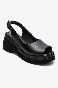 Forever & Always Womens Laure Leather Wedge Sandals
