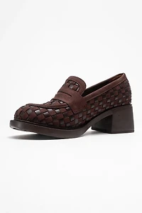 Prologue Shoes Womens Marlon Woven Block Heel Loafer