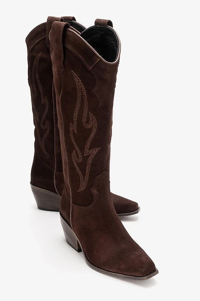 Forever & Always Womens Pietro Leather Western Knee High Boots