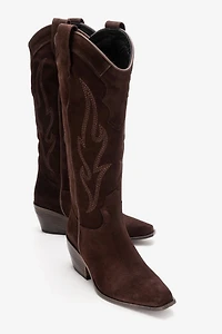 Forever & Always Womens Pietro Leather Western Knee High Boots