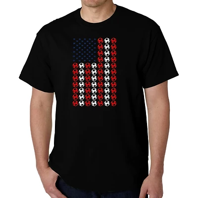 LA Pop Art Men's Soccer Flag Word T-Shirt - 100% Cotton