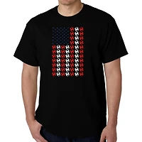 LA Pop Art Men's Soccer Flag Word T-Shirt - 100% Cotton