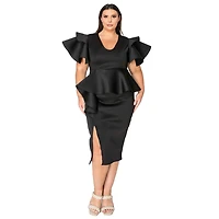 L I V D Women's Plus Kira Neoprene Peplum Dress