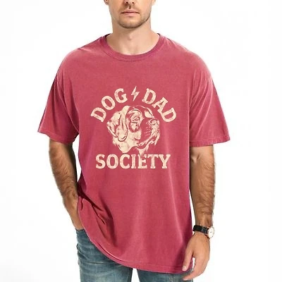 Simply Sage Market - Dog Dad Society Distressed Men's Garment Dyed Graphic T-Shirt