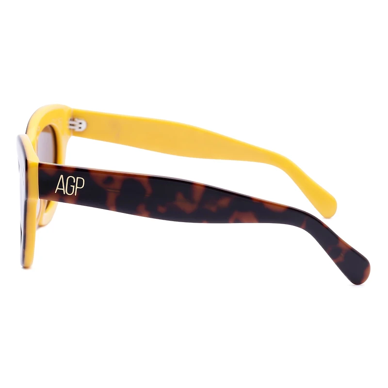 AGP PARIS Women's Retro Round Frame Acetate Polarized Lens UV400 Sunglasses