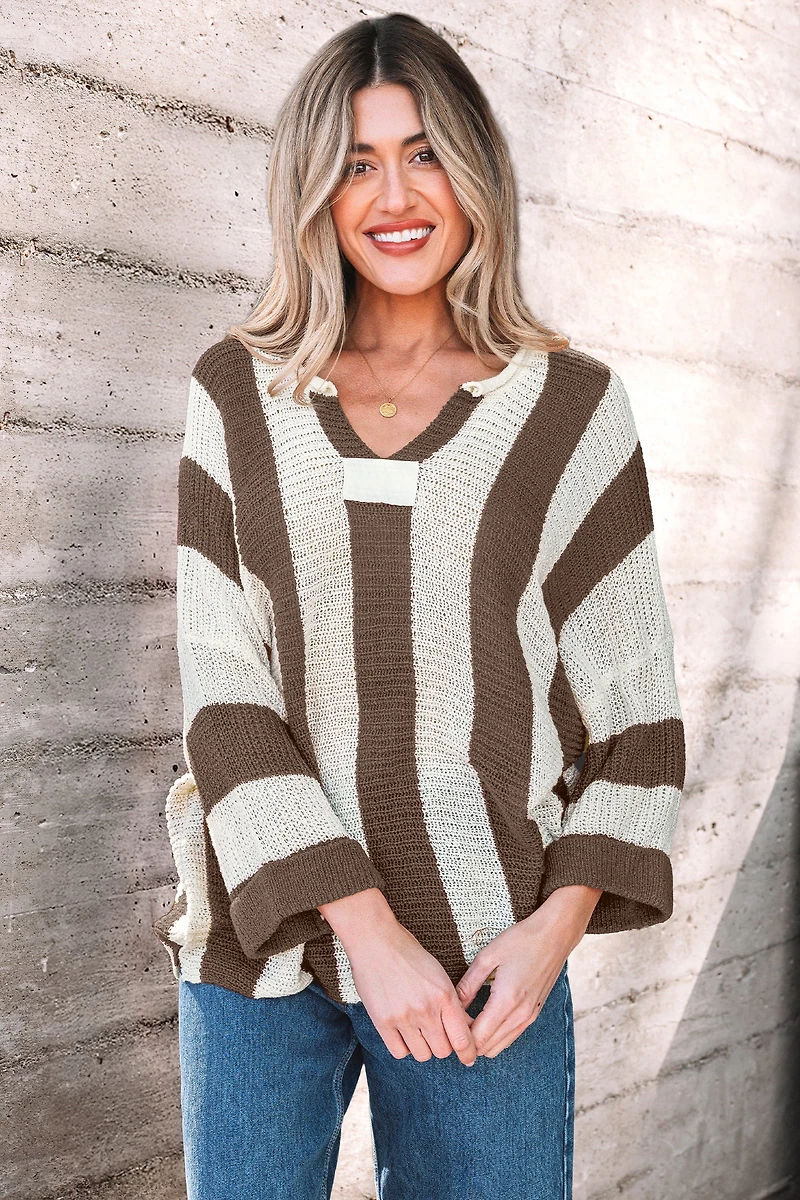 Threaded Pear Women's Holland Colorblock Bracelet Sleeve Sweater