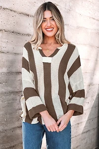 Threaded Pear Women's Holland Colorblock Bracelet Sleeve Sweater
