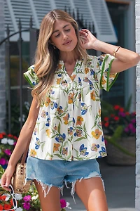 Threaded Pear Women's Kaliyah Binding Tape Cotton Blouse