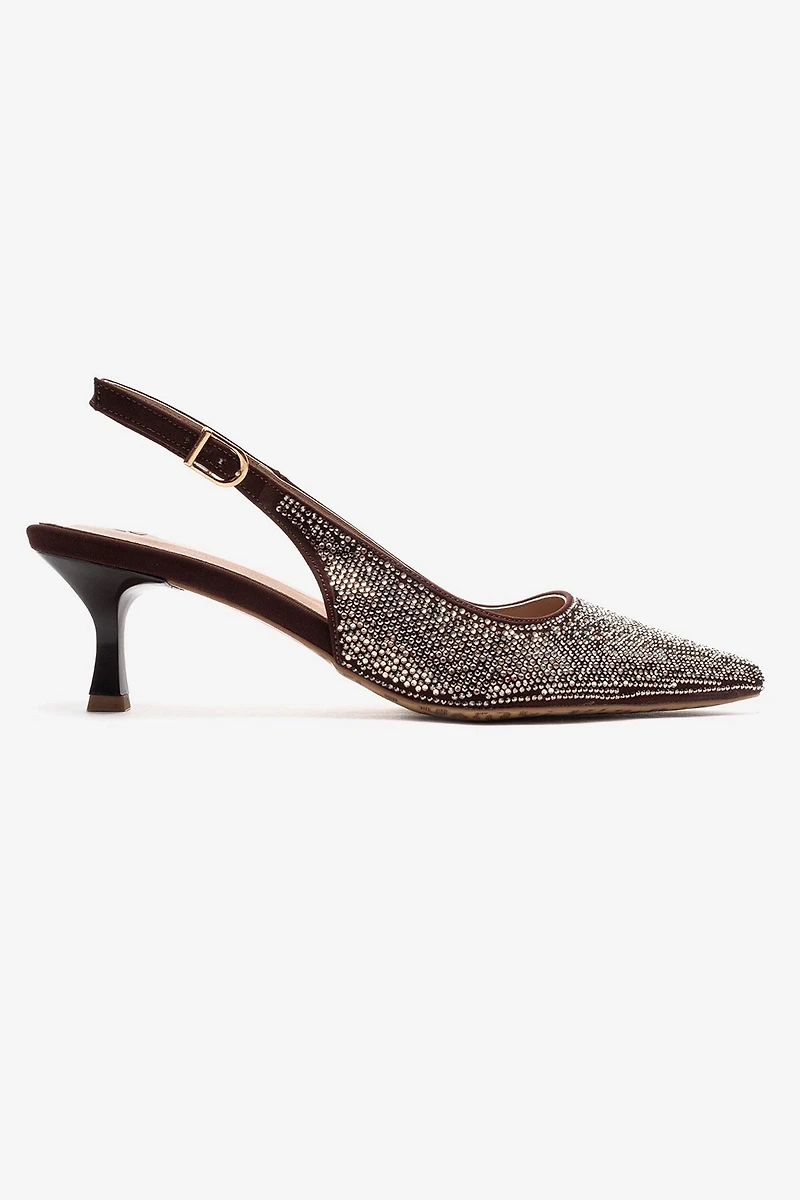 Prologue Shoes Womens Nella Embellished Slingback Pointed Toe Pump