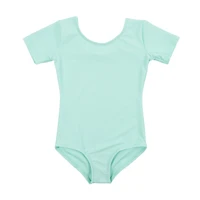 Leveret Girls Short Sleeve Solid Stretch Dance Leotard