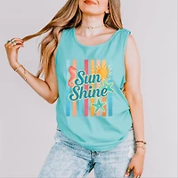 Simply Sage Market Sunshine Seahorse Stripes Women's Garment-Dyed Graphic Tank Top