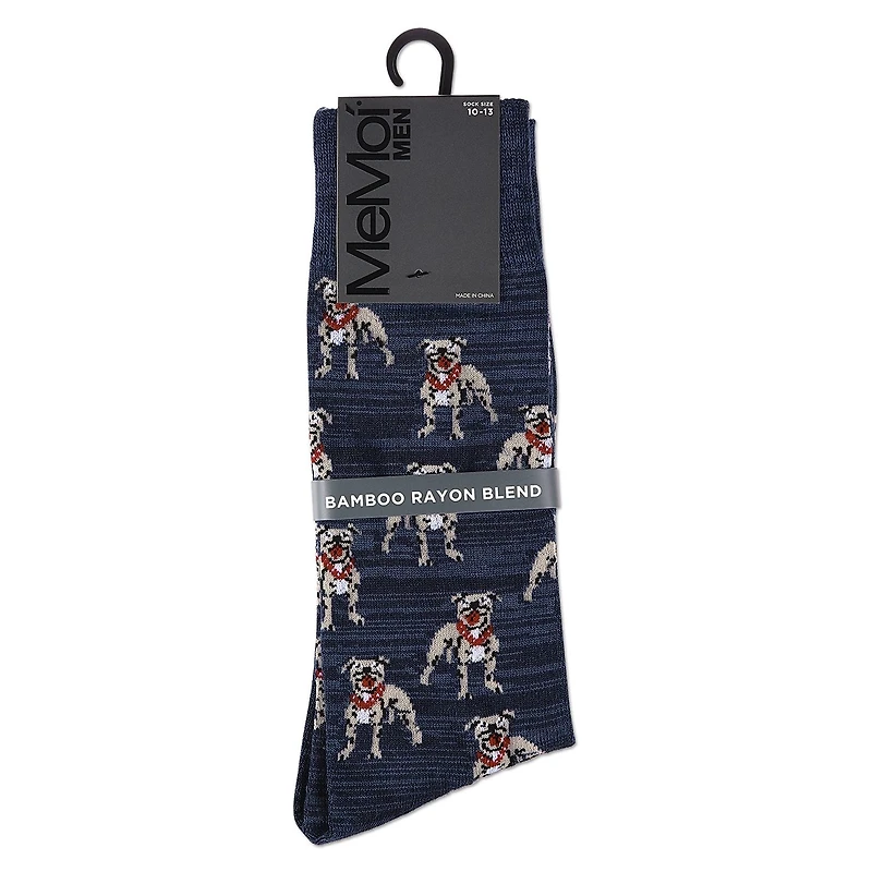 MeMoi Men's American Bully Dog Bamboo Blend Crew Socks