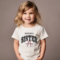 The Juniper Shop - Baseball Sister Varsity Coquette Toddler Short Sleeve Graphic T-Shirt