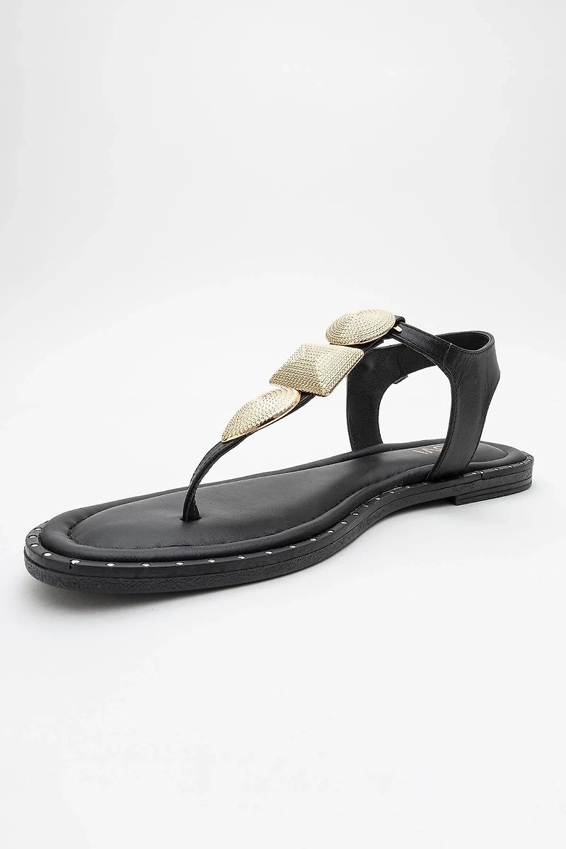 Forever & Always Womens Giulia Leather Flat Sandals