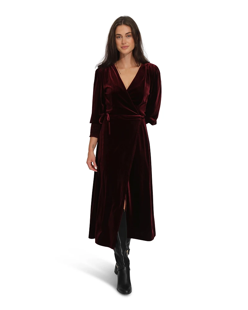 Belle & Bloom Womens Current Mood Velvet Wrap Dress