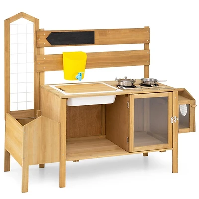 Hivvago Mud Kitchen for Kids with Detachable Bird Cage and Stoves
