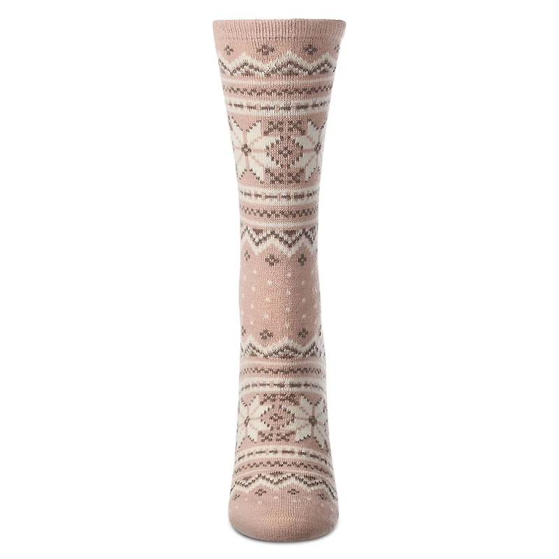 MeMoi Women's Soft Fair Isle Cashmere Blend Crew Socks