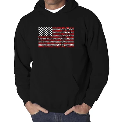 LA Pop Art Fireworks American Flag - Men's Word Hooded Sweatshirt