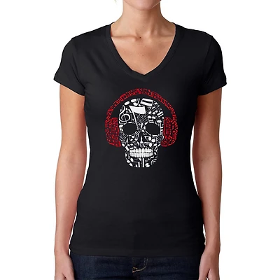 LA Pop Art Womens Word V-Neck T-Shirt