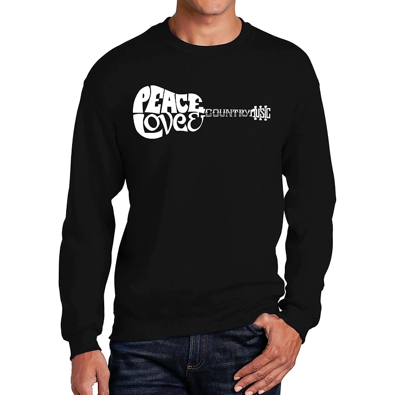 LA Pop Art Peace Love Country - Mens Word Crew Sweatshirt