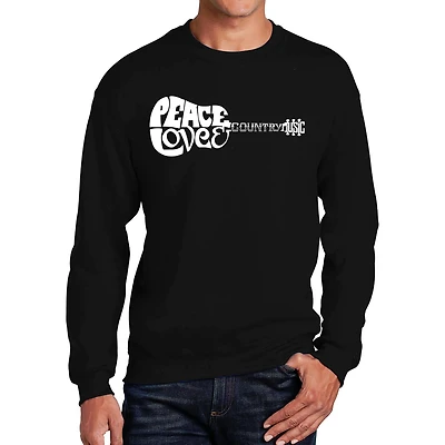 LA Pop Art Peace Love Country - Mens Word Crew Sweatshirt