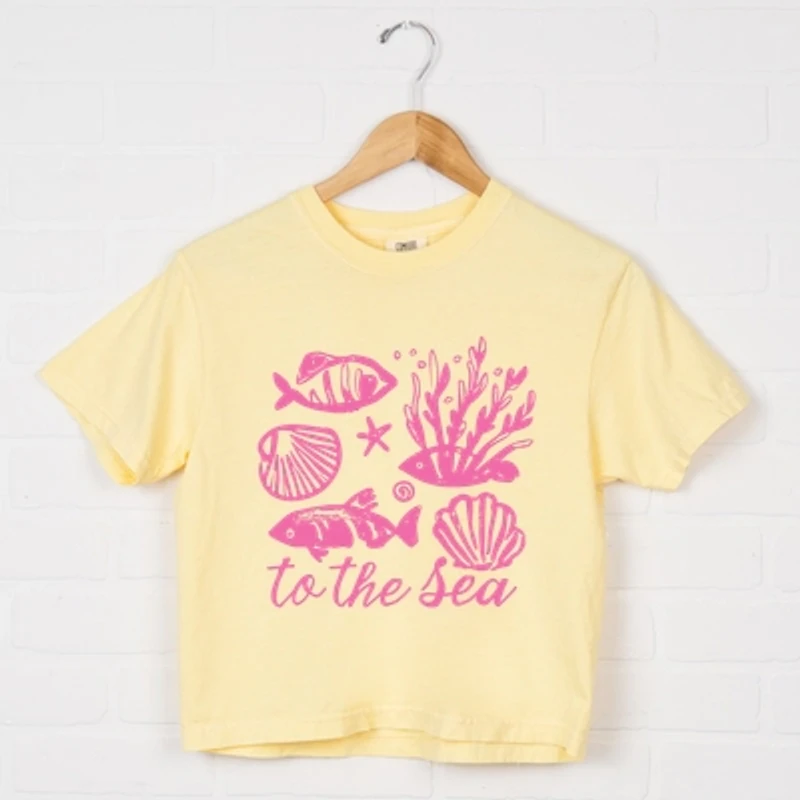 Simply Sage Market - To The Sea Creatures Women's Boxy Crop Top Graphic T-Shirt