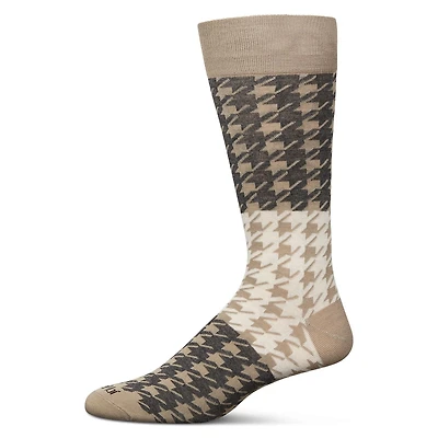 MeMoi Men's Houndstooth Bamboo Dress Crew Socks
