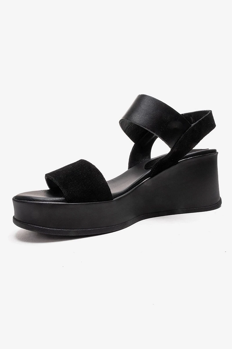 Forever & Always Womens Lolanthe Leather Wedge Sandals