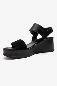 Forever & Always Womens Lolanthe Leather Wedge Sandals