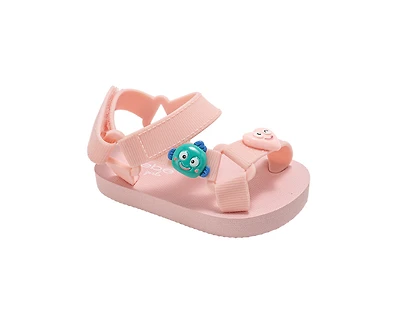 bebe Toddler Girl's Sport Sandals with Charm Details Adjustable Hook and Loop Closure