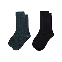 MeMoi 2 Pair Women's Scalloped-Cuff Cozy Knit Crew Socks